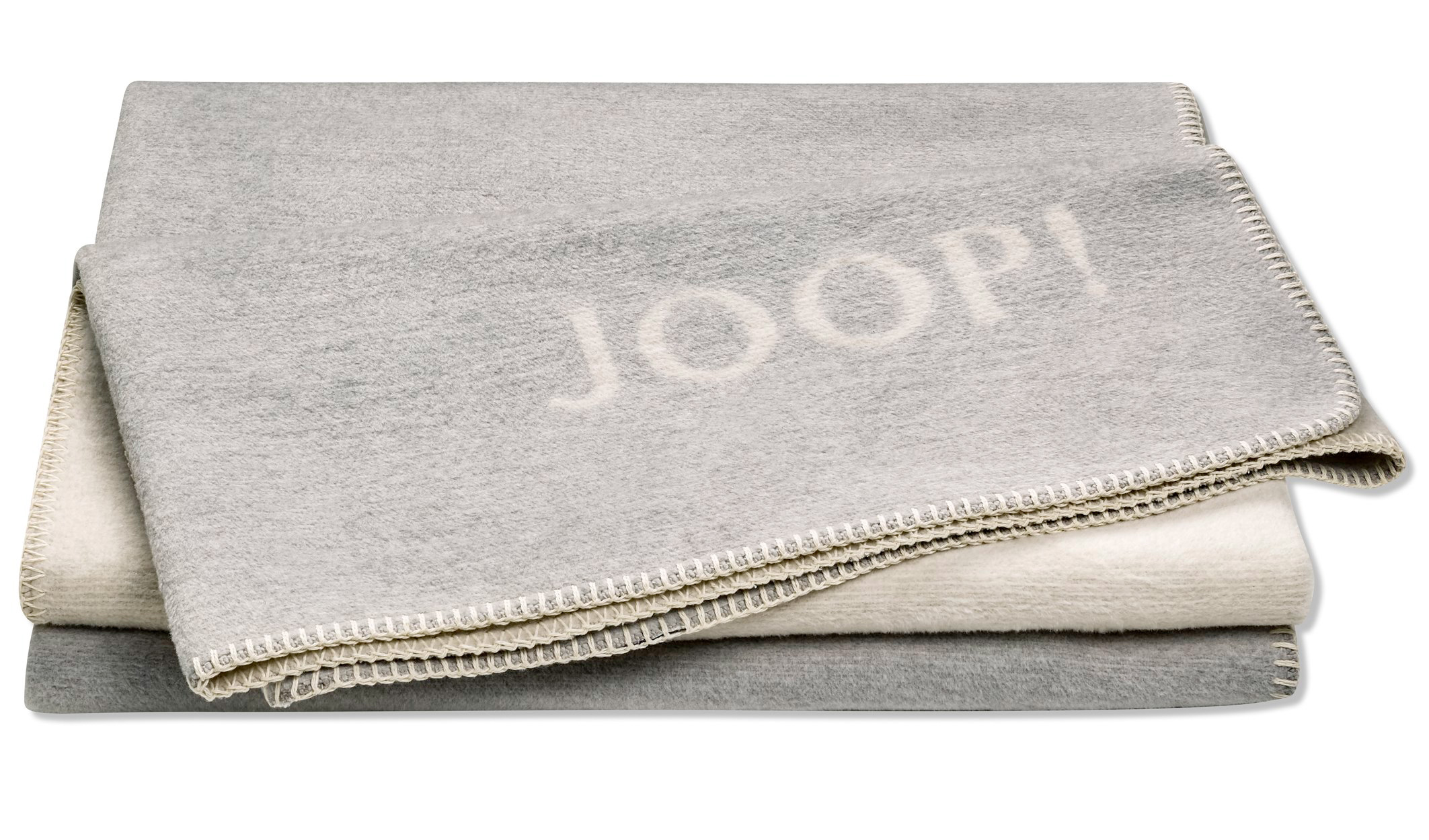 JOOP! Plaid / Wohndecke MELANGE DOUBLEFACE | Stein-Silber