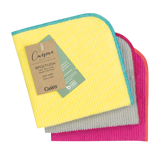 Cawö Spültuch 3er Pack Trio 550 | 52 lemon/pink