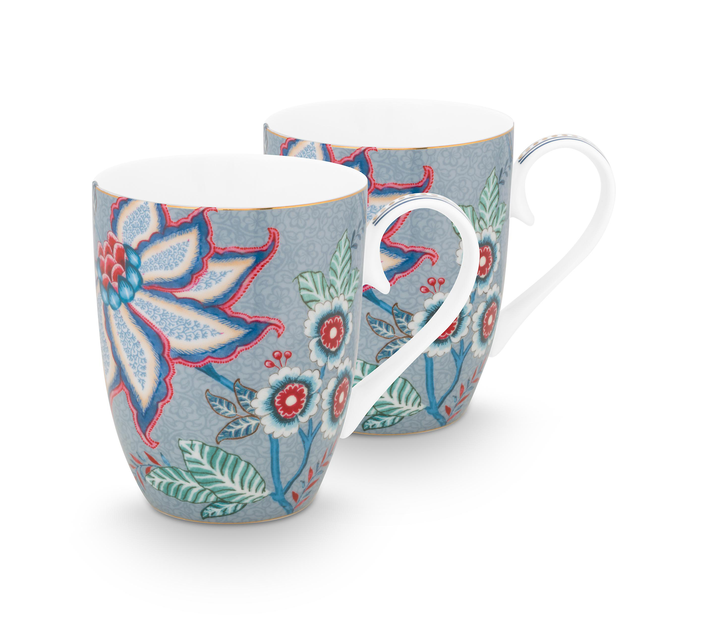 Pip Studio 2er Tassen-Set groß Flower Festival | Light Blue