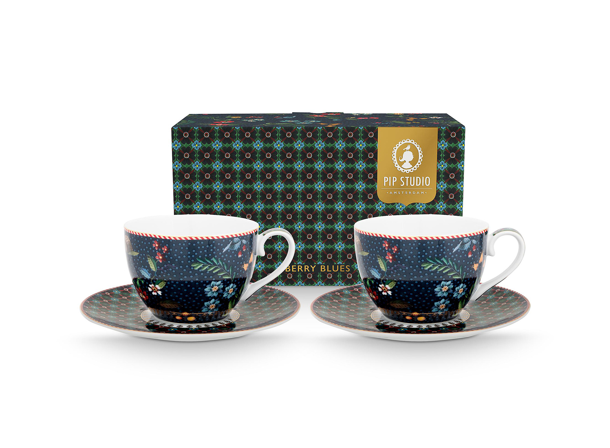 Pip Studio 2er Set  Tasse & Untertasse Berry Blues | blau