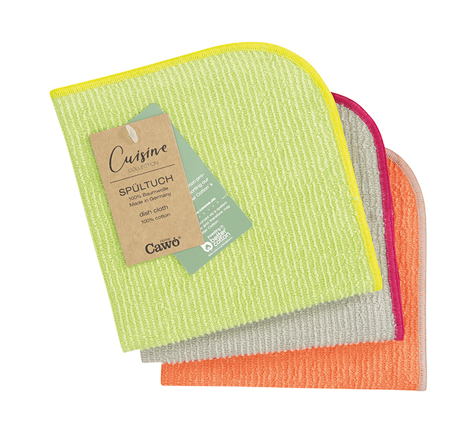 Cawö Spültuch 3er Pack Trio 550 | 43 pistazie/mandarine