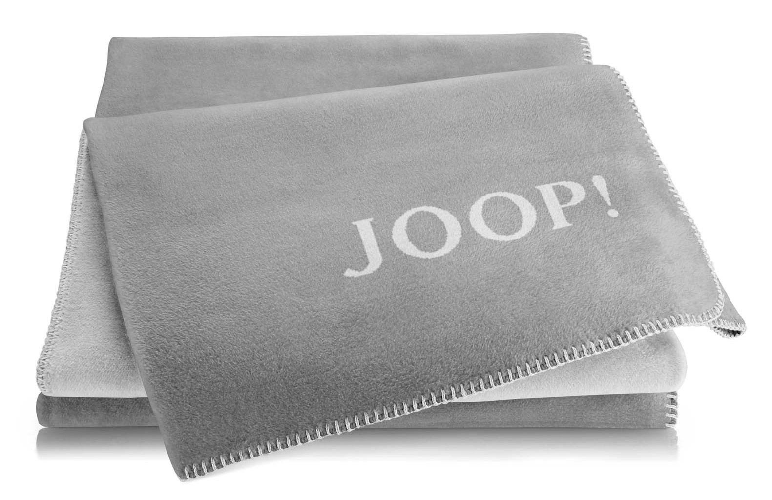 JOOP! Plaid / Wohndecke UNI-DOUBLEFACE | Graphit-Rauch