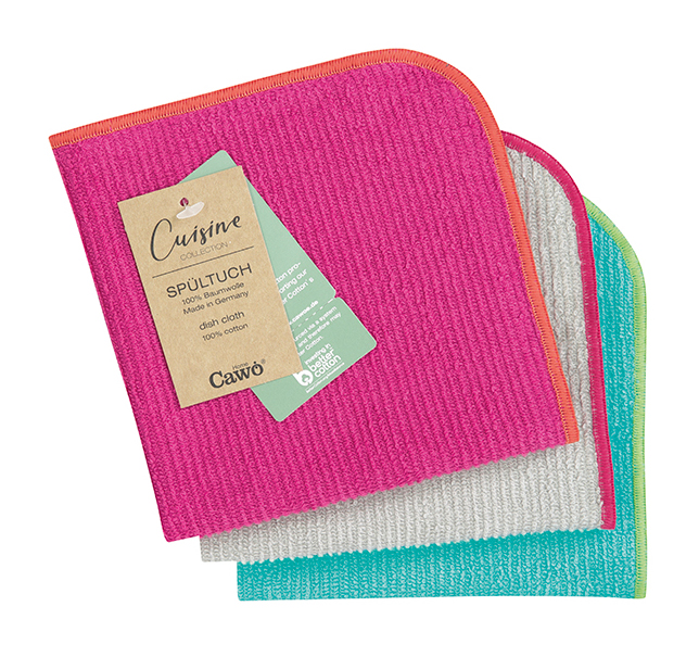 Cawö Spültuch 3er Pack Trio 550 | 21 pink/türkis