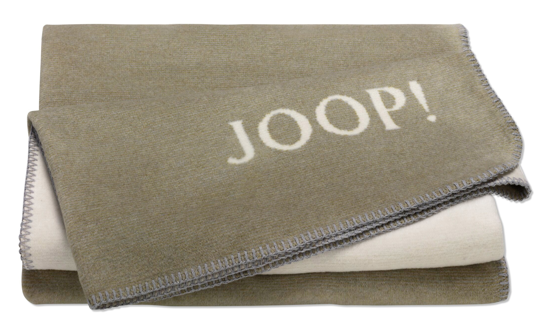 JOOP! Plaid / Wohndecke MELANGE DOUBLEFACE | Oliv-Natur