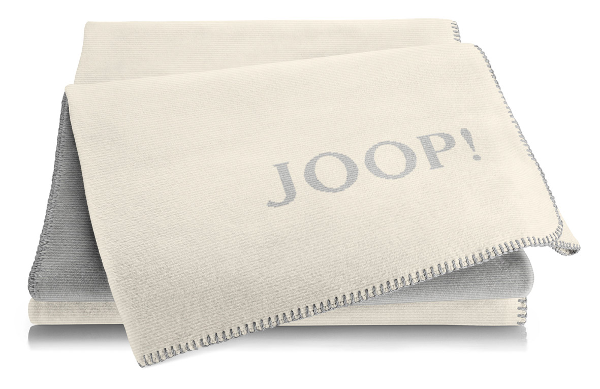 JOOP! Plaid / Wohndecke MELANGE DOUBLEFACE | Natur-Silber