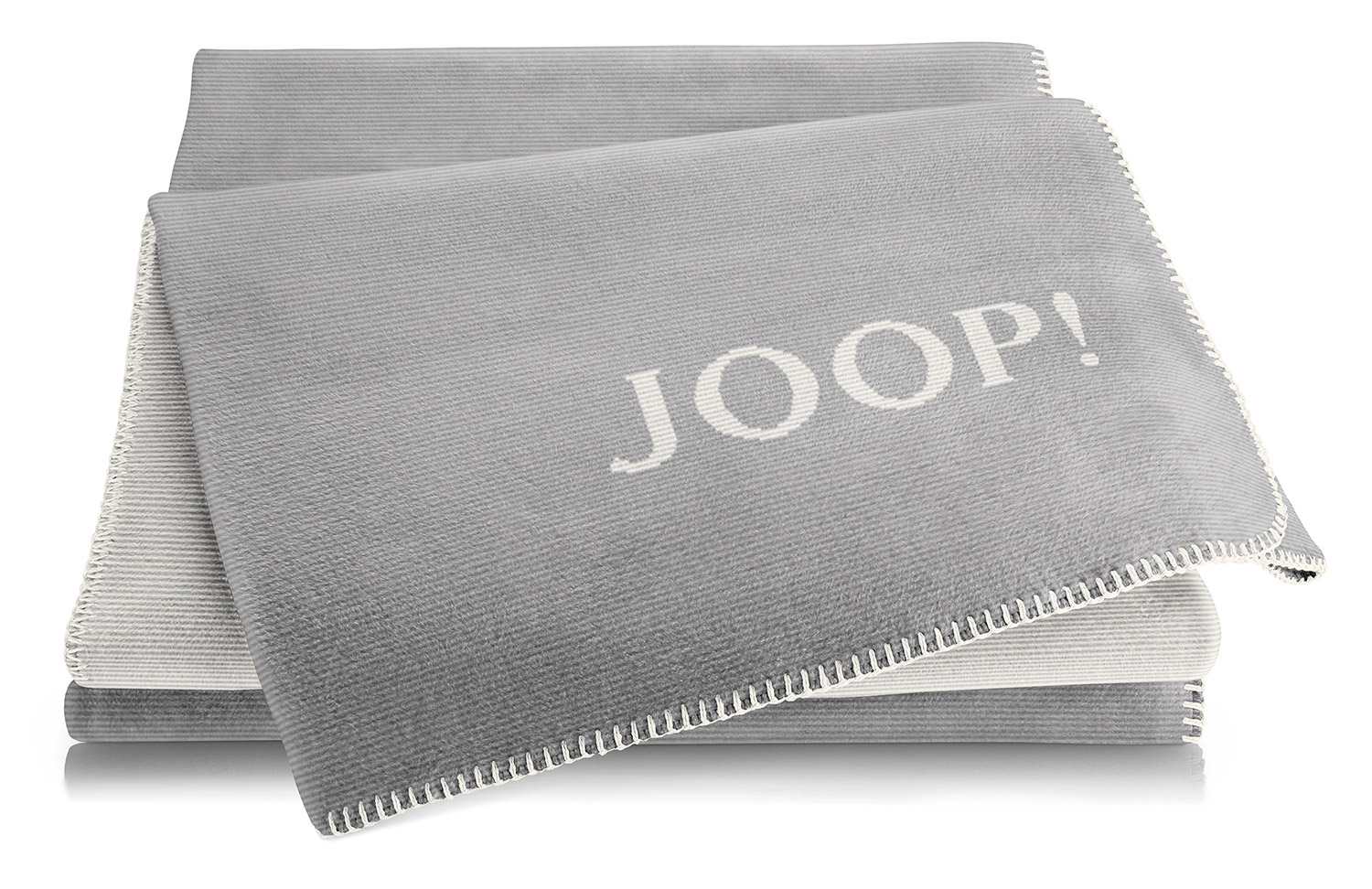 JOOP! Plaid / Wohndecke MELANGE DOUBLEFACE | Graphit-Ecru