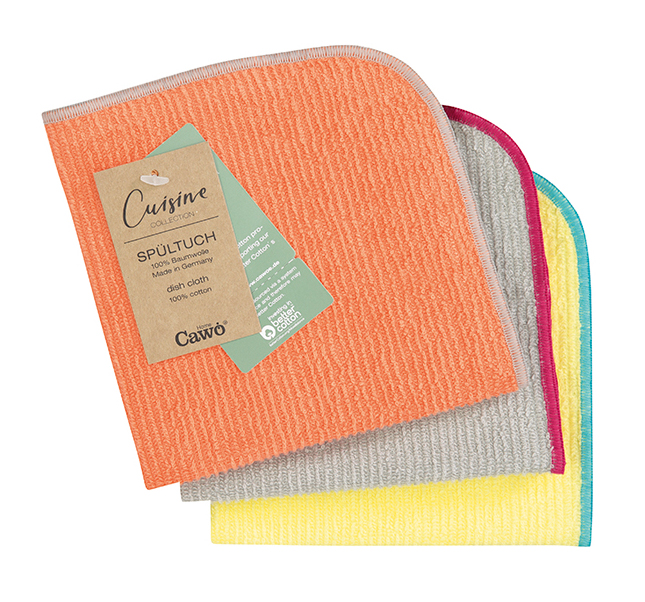 Cawö Spültuch 3er Pack Trio 550 | 35 mandarine/lemon